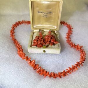 Vintage coral necklace and earrings